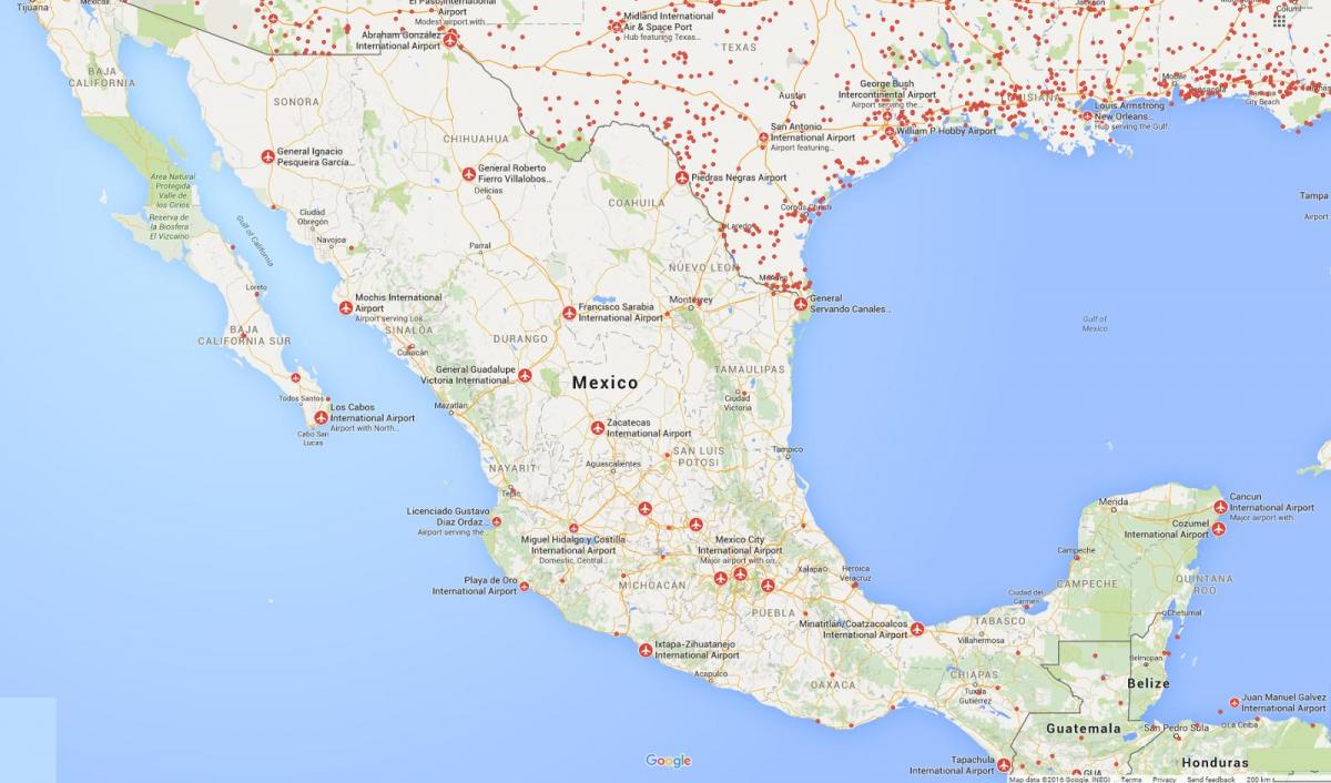 flyplasser Mexico kart