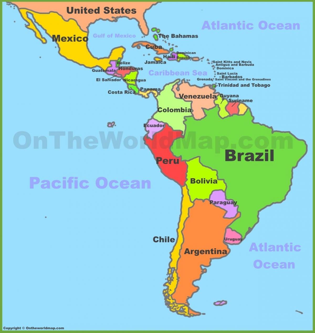 Mexico og sør-amerika kart