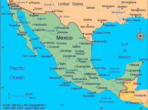 kartet av Mexico