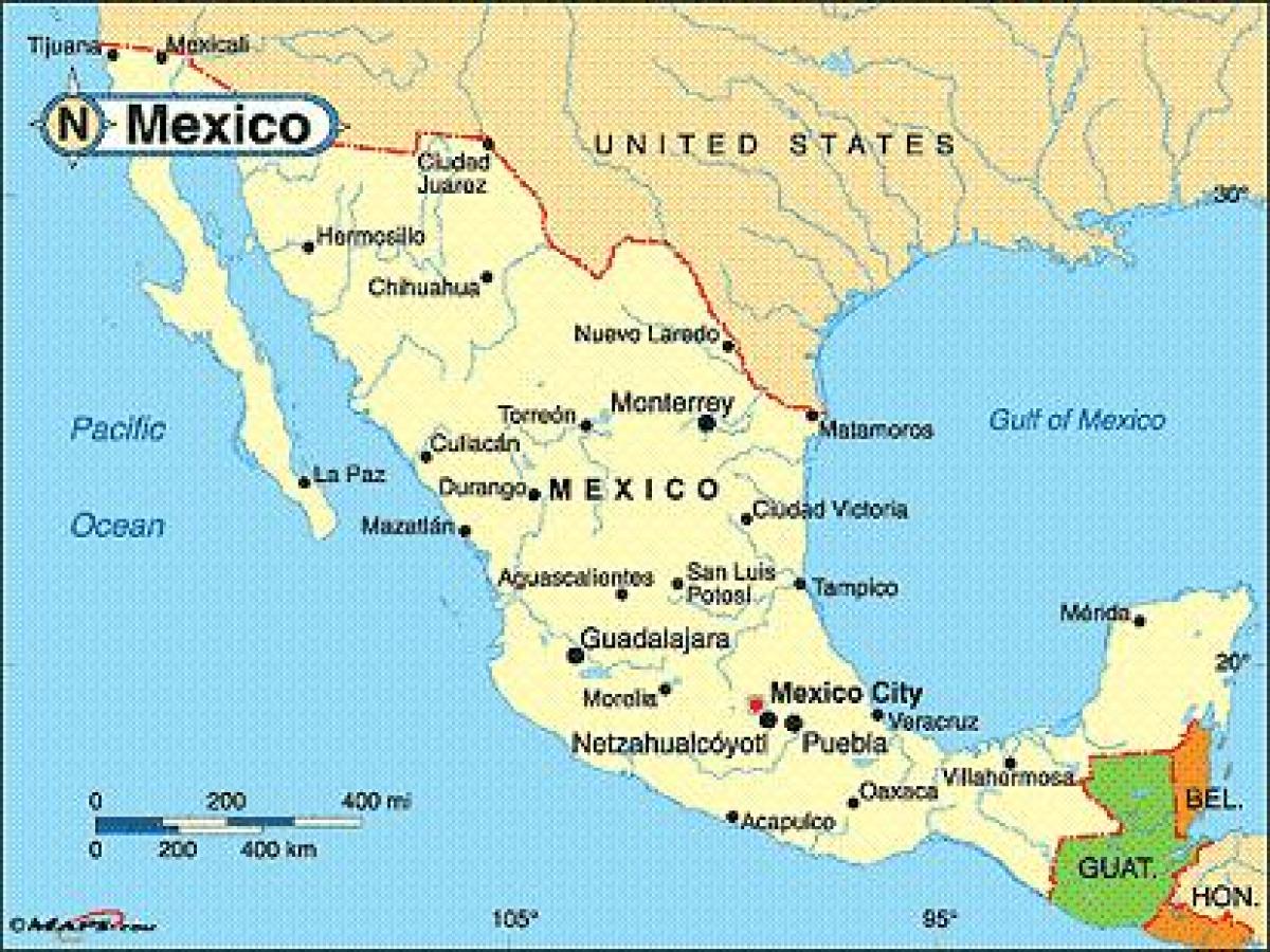Mexico kystnære byer kart