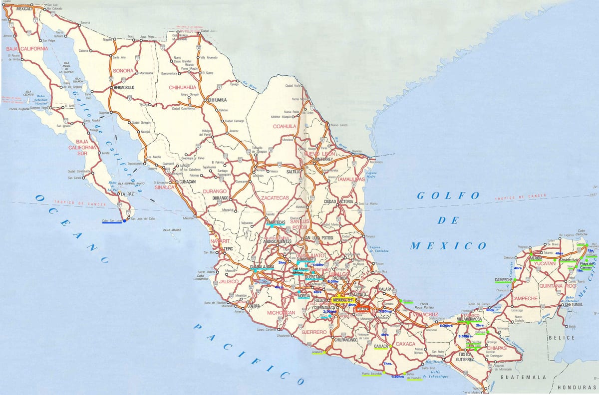 kartet av Mexico kjøring