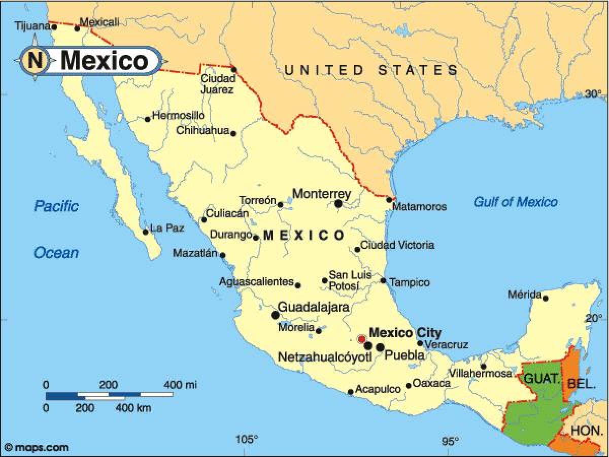 land som Mexico kart