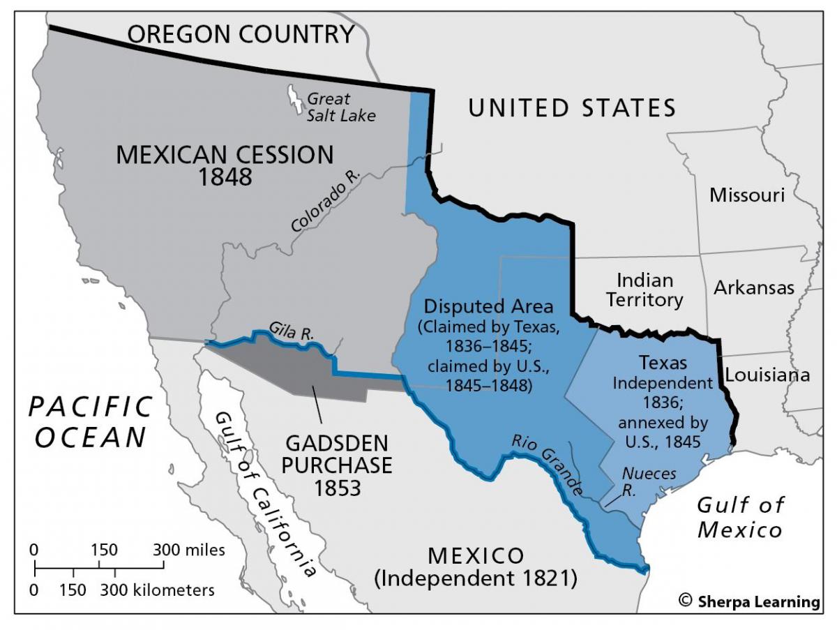 kart av meksikanske avståelse