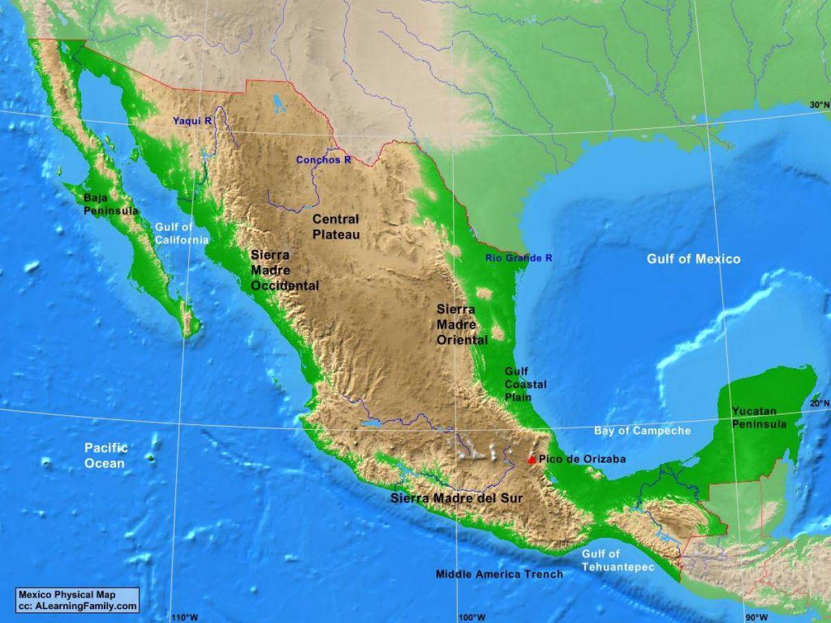 platå i Mexico kart