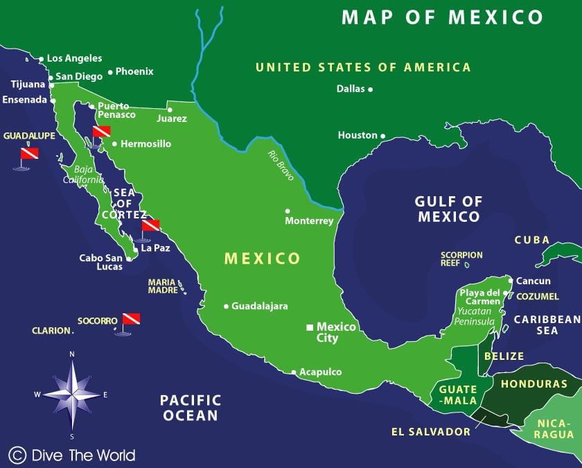 kart over Mexico-øyene