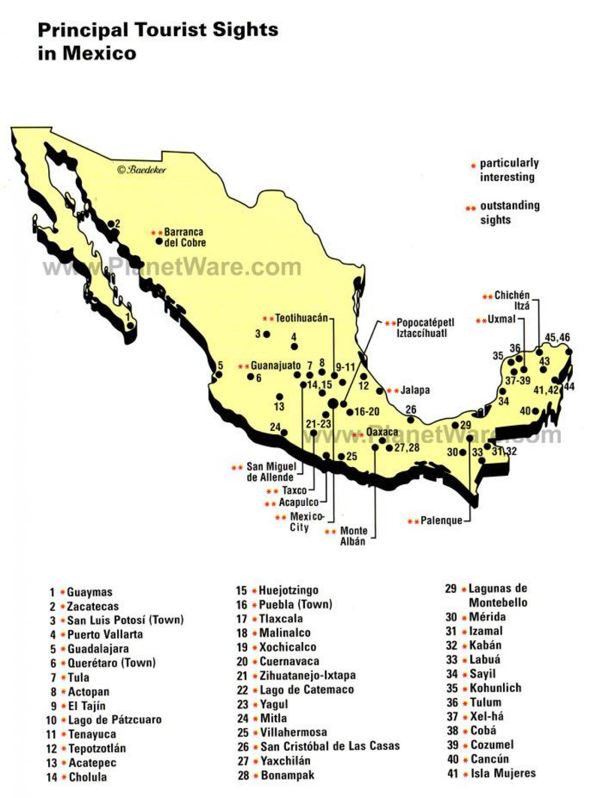 Mexico attraksjoner kart