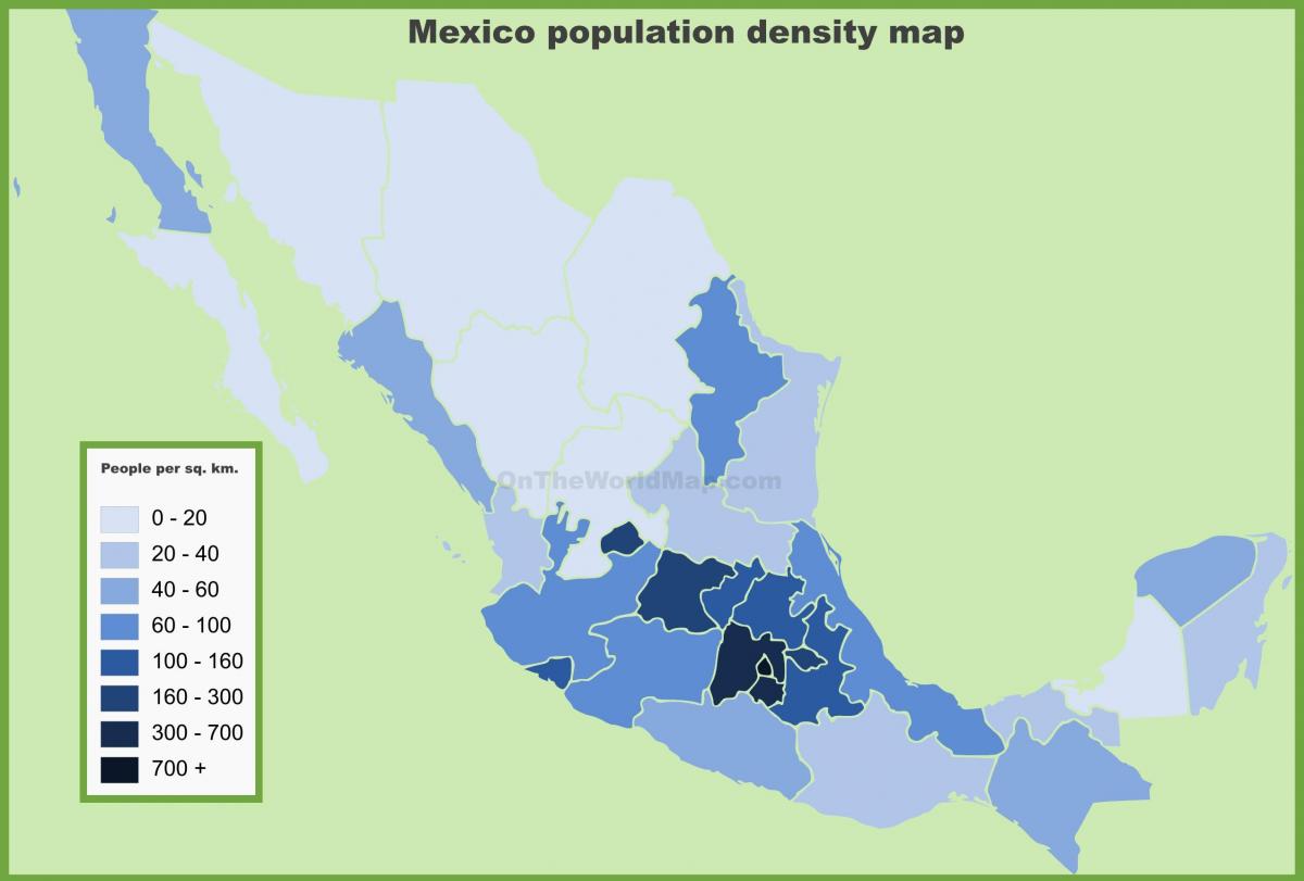 befolkningstetthet kart Mexico
