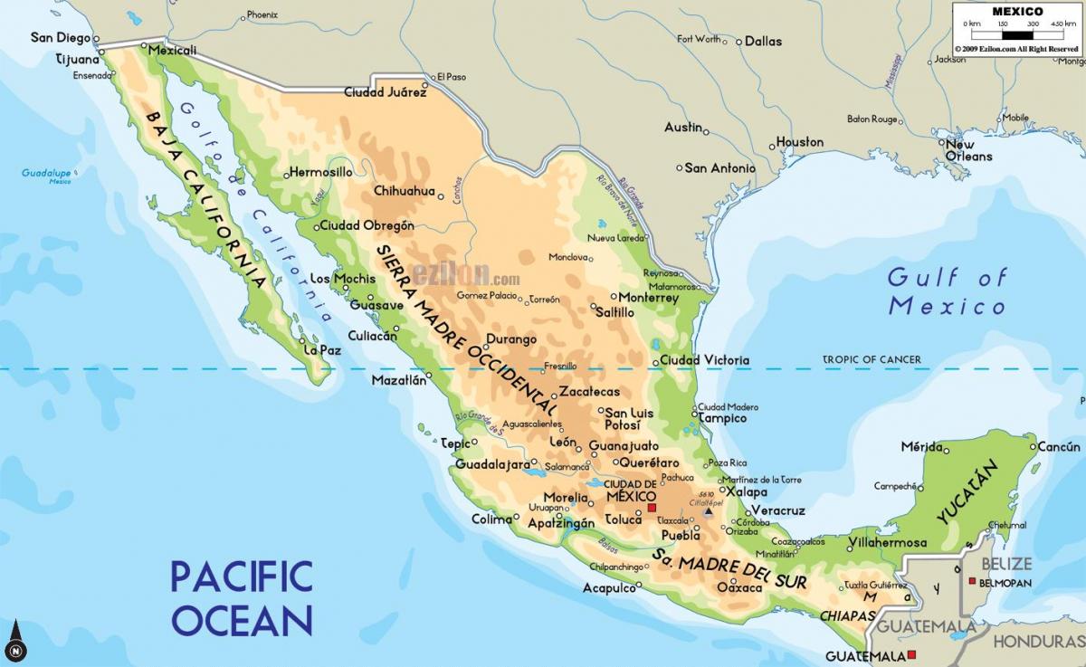 kartet av Mexico elver