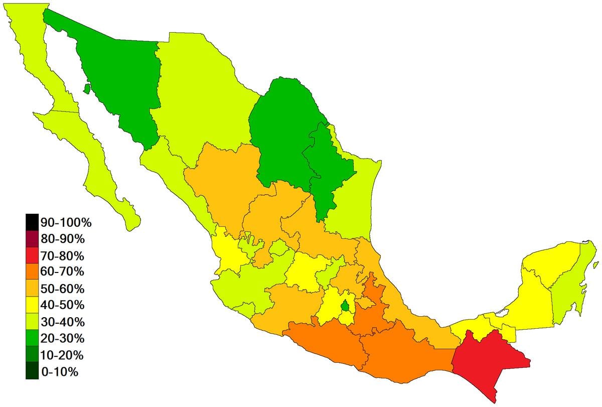 kartet av Mexico fattigdom