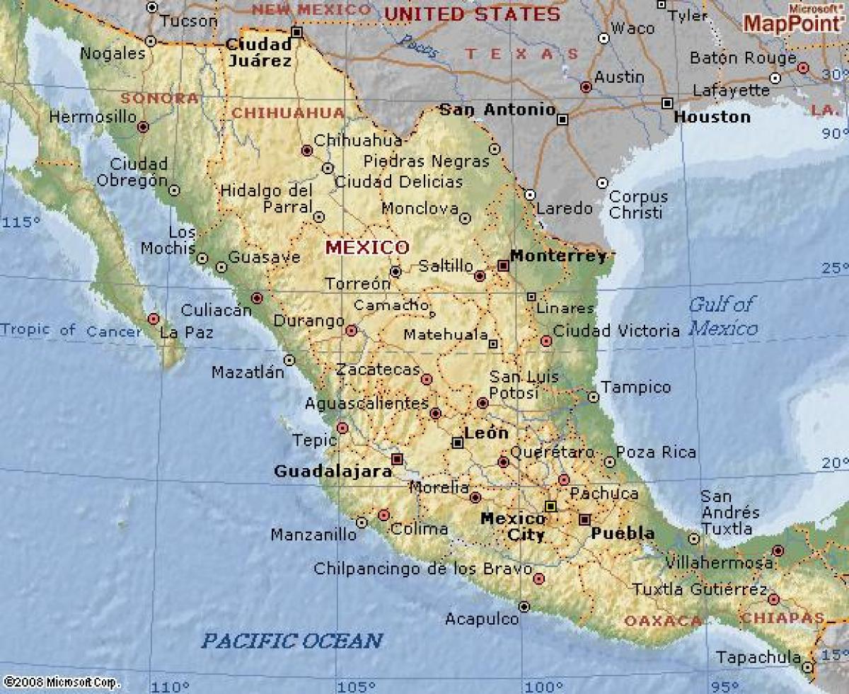 geografi i Mexico kart
