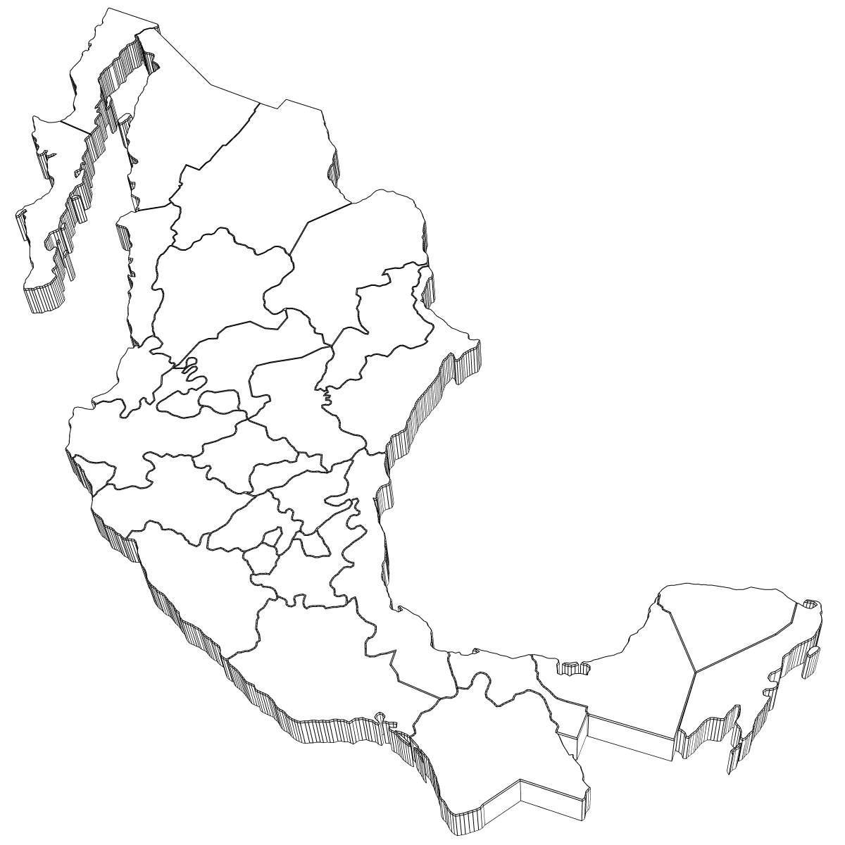 3d-kartet av Mexico