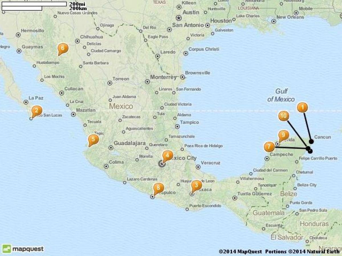 kart av ferie flekker i Mexico