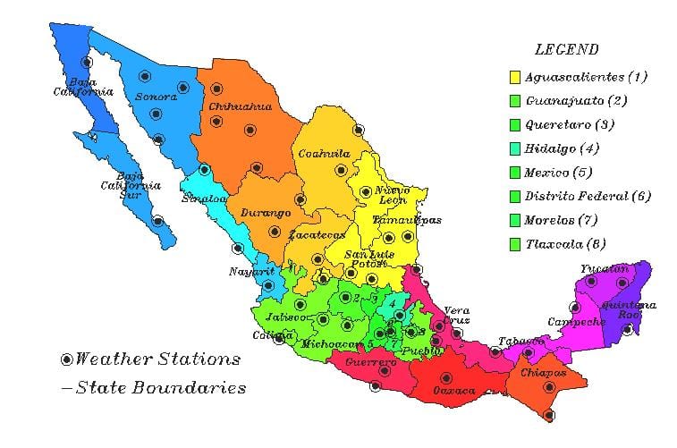 vær kartet av Mexico