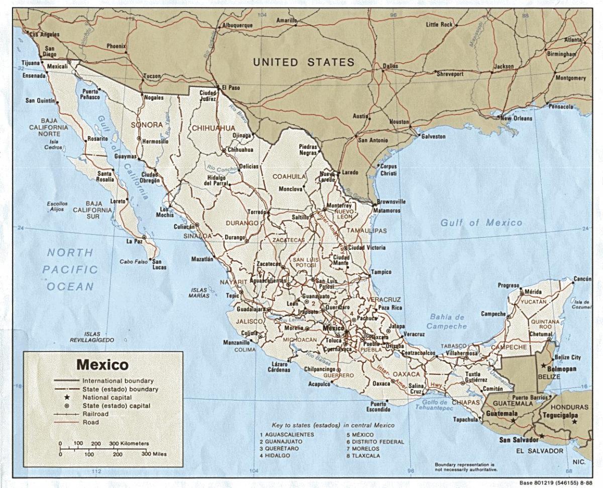 kart over kysten av Mexico