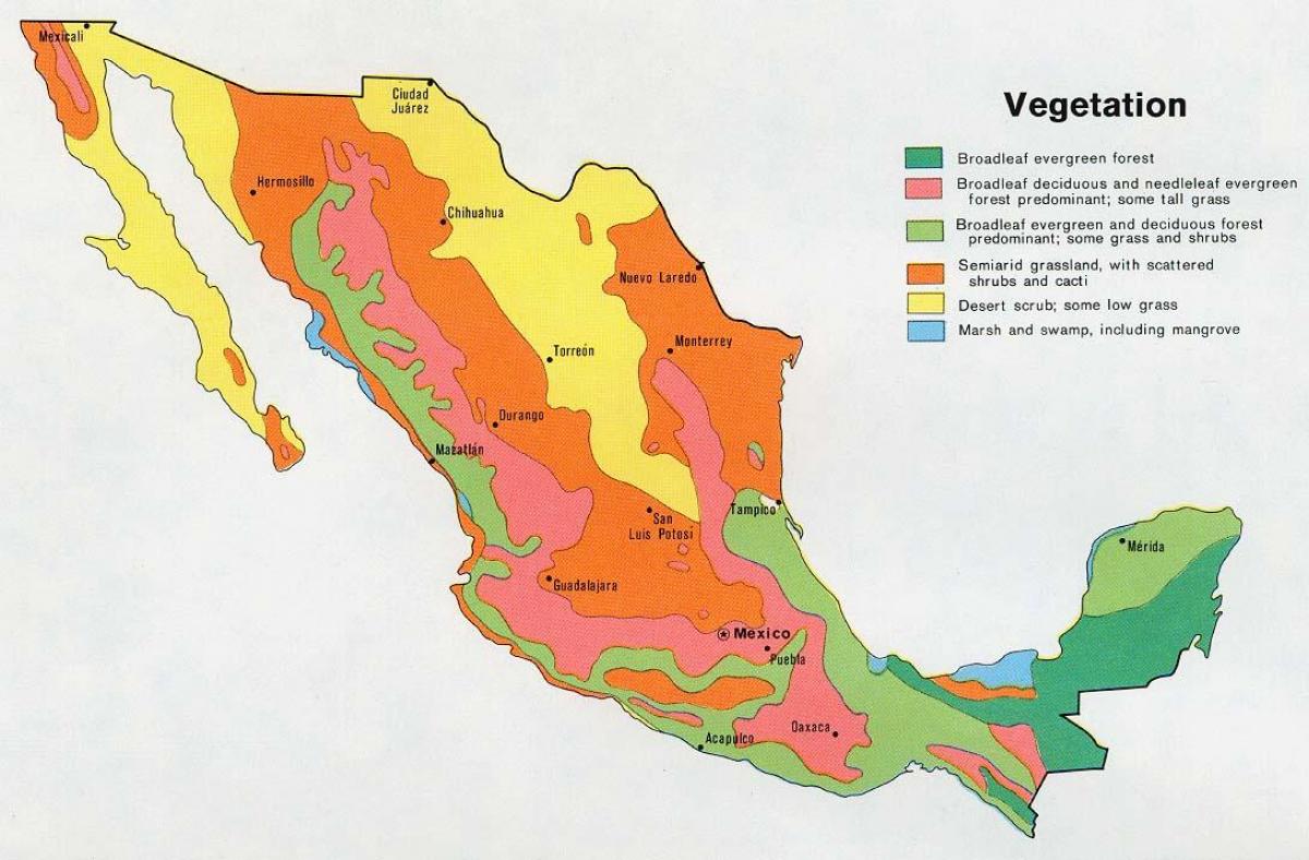 kartet av Mexico natual ressurser