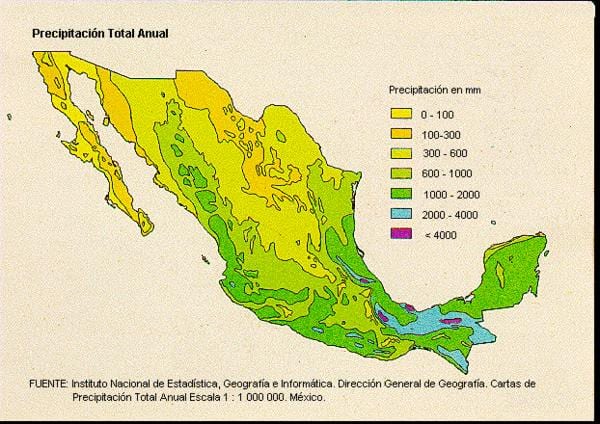 kartet av Mexico nedbør