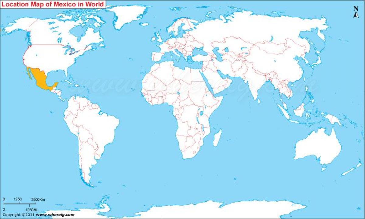 Mexico world map beliggenhet