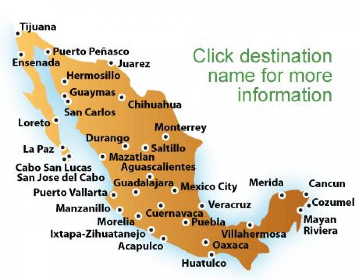 kart over strendene i Mexico