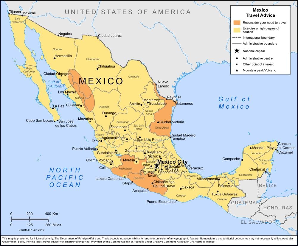 kartet av Mexico sykkeltur