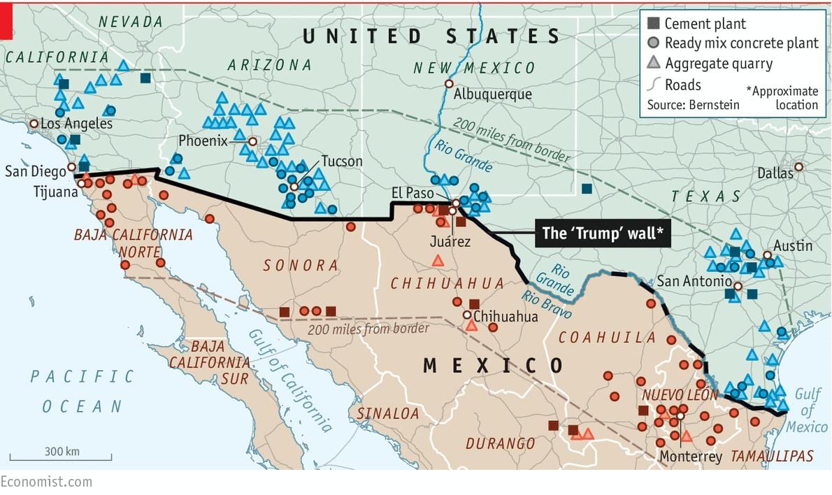 kartet av Mexico veggen