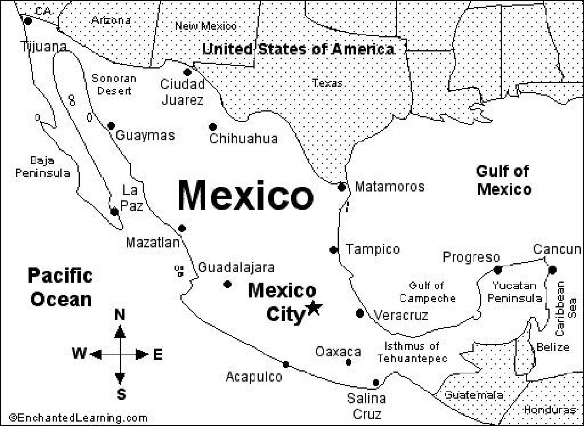 utskriftsvennlig Mexico kart