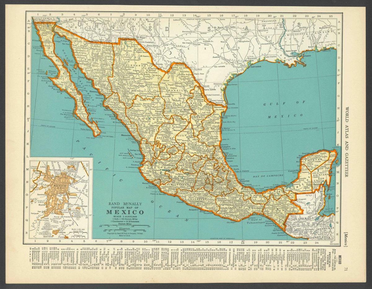 vintage kartet av Mexico