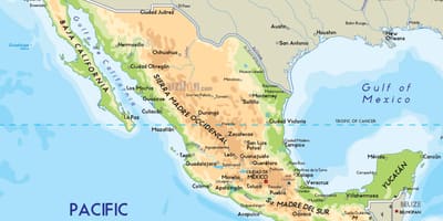Fysisk kart Mexico