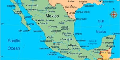 Kart av alpinanlegg i Mexico