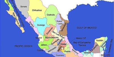 Det sørlige Mexico kart