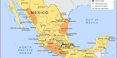 Kysten av Mexico kart