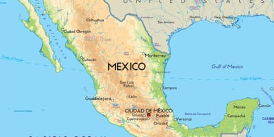 Kartet av Mexico og usa