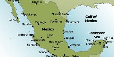 Strendene i Mexico kart