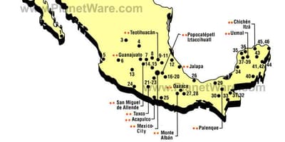 Mexico attraksjoner kart