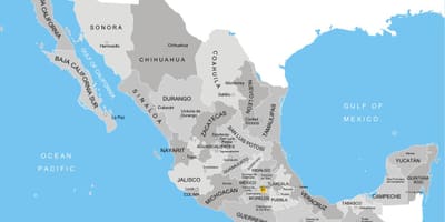 Kartet av Mexico avdelinger
