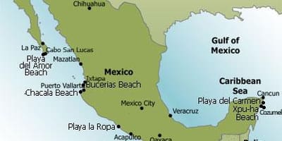 Øst-kysten av Mexico kart