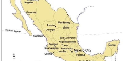 Kart i store byer i Mexico