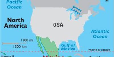 Mexico i verden kart