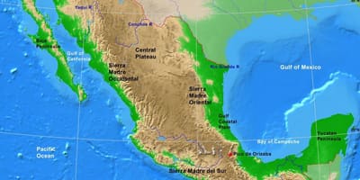 Kartet av Mexico landformer