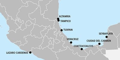 Kart over Mexico-porter