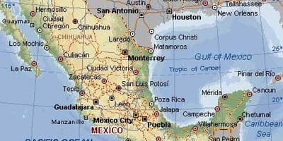 Kartet av Mexico ruiner