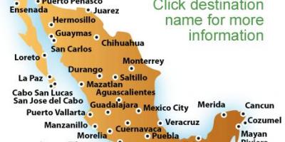 Kart over strendene i Mexico