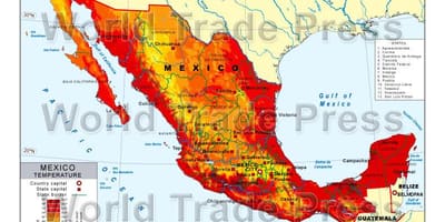 Kartet av Mexico temperatur