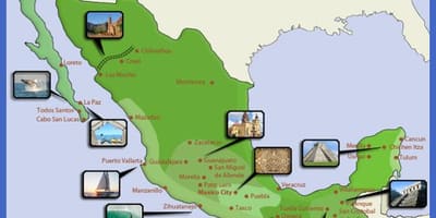 Kartet av Mexico turistmål