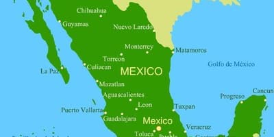 Vestkysten av Mexico kart