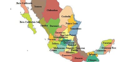 Kartet av Mexico provinser