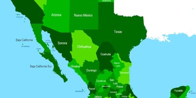 Kartet av Mexico sørvest