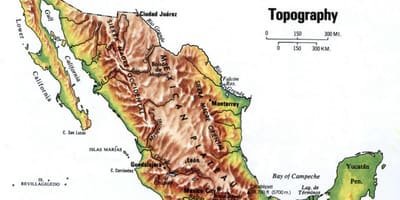 Mexico topografisk kart