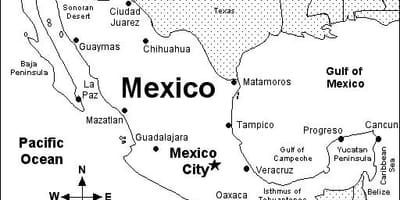 Utskriftsvennlig Mexico kart