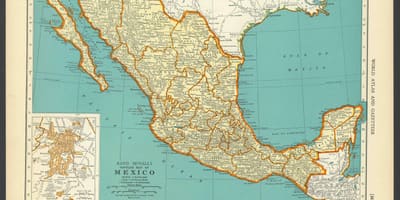 Vintage kartet av Mexico